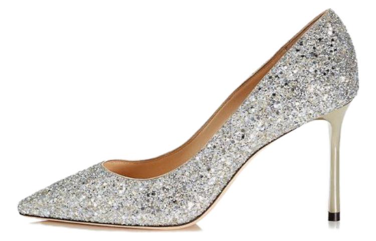 (Women) Jimmy Choo Romy 'Silver Fabric Pointed Toe Stiletto' love100pgw