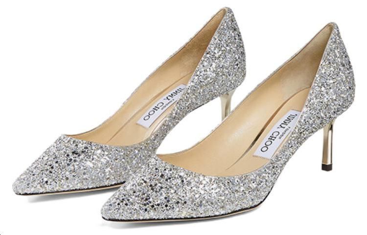 Shop (W) Jimmy Choo Romy 银色布面尖头细高跟鞋 love100pgw