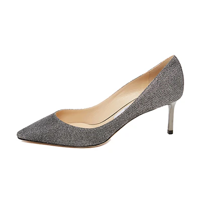 (W) Jimmy Choo Romy 'Silver Slip-On Stiletto'