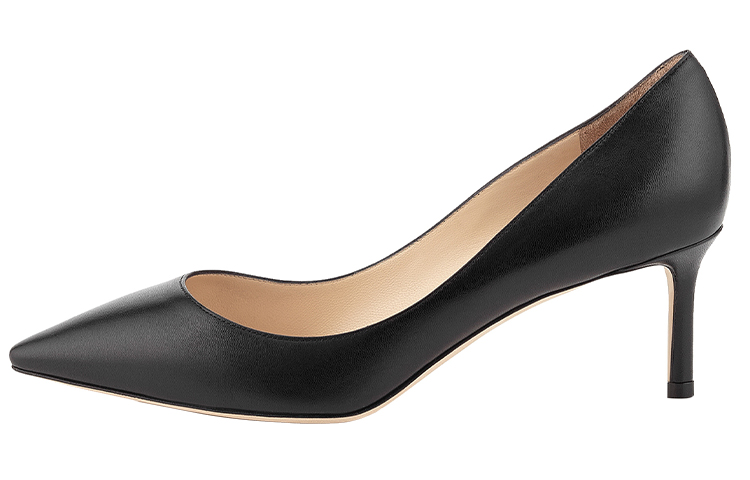 (Women) Jimmy Choo ROMY Black Leather Pointed Toe Stiletto Heels 6cm Shoes ROMY60KID010003 Black
