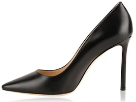 (Women) Jimmy Choo ROMY Leather Slip-On Stiletto Heels 10cm Black ROMY100KID Black Color (Women) Jimmy Choo ROMY Leather Slip-On Stiletto Heels 10cm Black ROMY100KID Black Color