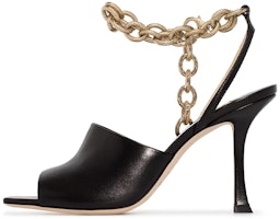 (Women) Jimmy Choo SAE 90 'Black Stiletto Sandals' SAE90LWCBLACKGOLD (Women) Jimmy Choo SAE 90 'Black Stiletto Sandals' SAE90LWCBLACKGOLD