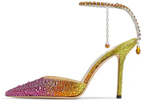 (Women) Jimmy Choo Saeda 100 Pink-Yellow Stiletto Heels - Elegant & Comfortable SAEDA100ZPJ Powder Yellow (Women) Jimmy Choo Saeda 100 Pink-Yellow Stiletto Heels - Elegant & Comfortable SAEDA100ZPJ Powder Yellow