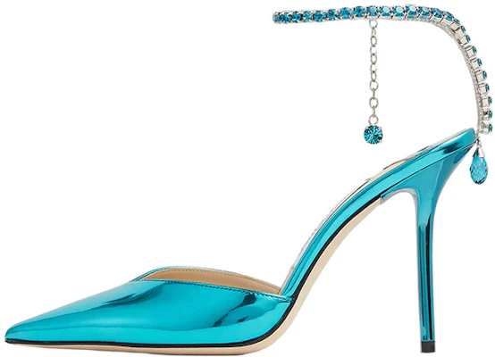 (Women) Jimmy Choo Saeda Malibu Blue Patent Leather Strap Stiletto Heels 10cm Women SAEDA100BAQ Blue Buy (Women) Jimmy Choo Saeda Malibu Blue Patent Leather Strap Stiletto Heels 10cm Women SAEDA100BAQ Blue