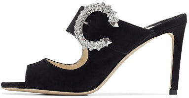 (Women) Jimmy Choo Saf 85 'Black High Heel Slides' SAF85SUE010003 (Women) Jimmy Choo Saf 85 'Black High Heel Slides' SAF85SUE010003