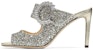 (Women) Jimmy Choo SAF 85 'Rough Glitter Fabric High Heel Slippers Silver' SAF85CGF