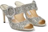 Order (Women) Jimmy Choo SAF 85 'Rough Glitter Fabric High Heel Slippers Silver' SAF85CGF