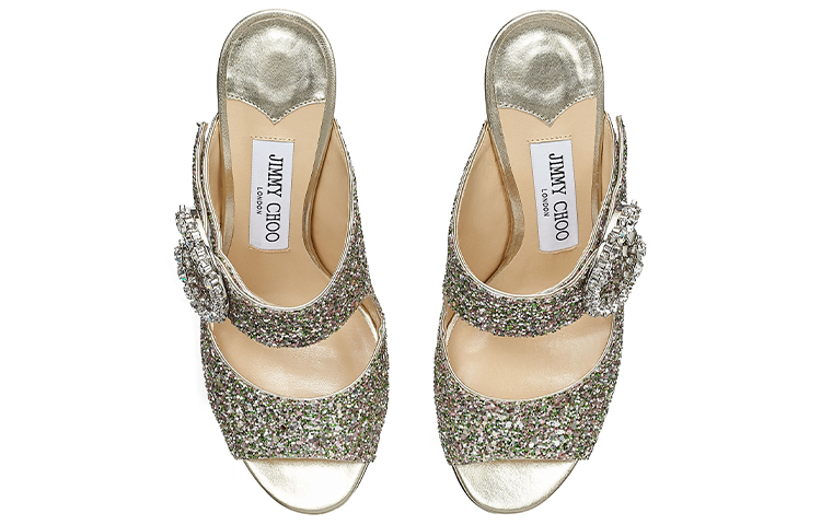 Lookbook (W) Jimmy Choo SAF 85 ''Kain Glitter Kasar Tumit Tinggi Selipar Perak'' SAF85CGF