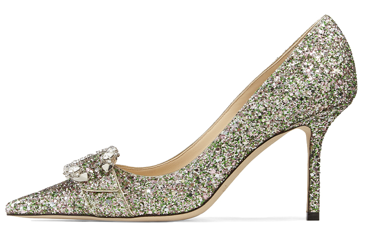 (Women) Jimmy Choo Saresa Crystal Glitter Stiletto Heels 8.5cm Mint Green SARESA85CGF Mint Green