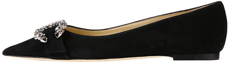 (Women) Jimmy Choo Saresa Flat 'Black Crystal Buckle' SARESAFLATUCB (Women) Jimmy Choo Saresa Flat 'Black Crystal Buckle' SARESAFLATUCB