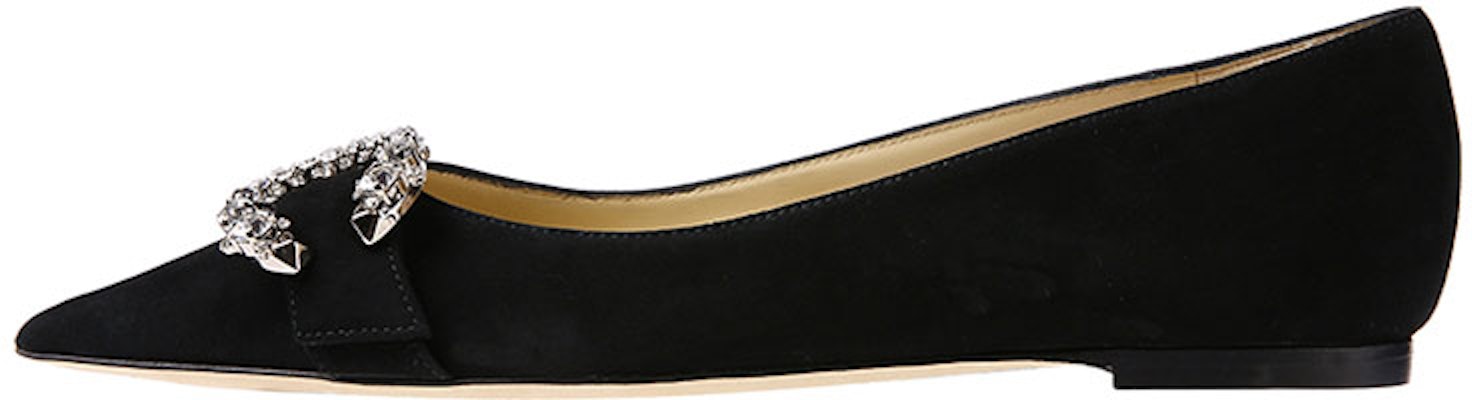 (Women) Jimmy Choo Saresa Flat 'Black Crystal Buckle' SARESAFLATUCB Buy (Women) Jimmy Choo Saresa Flat 'Black Crystal Buckle' SARESAFLATUCB