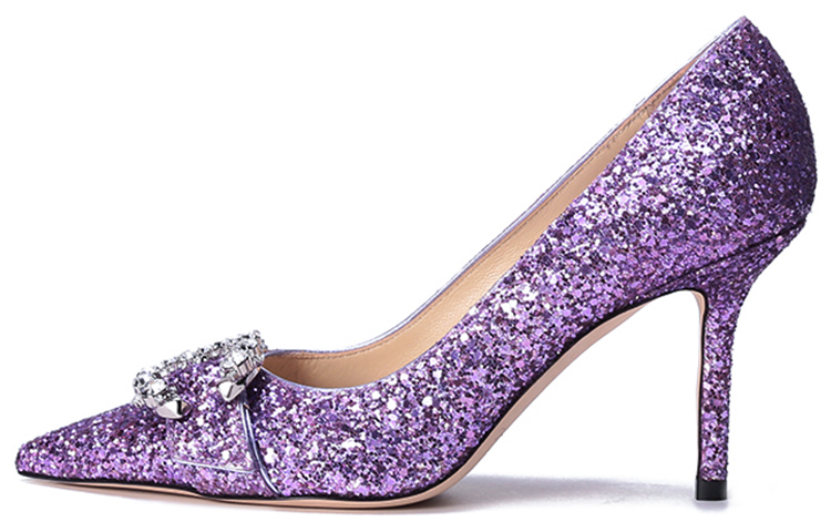 (Women) Jimmy Choo Saresa Patent Leather Pointed Toe Stiletto Heels 6.5cm Women Purple SARESA65ZXV Purple Color