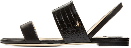 (Women) Jimmy Choo Seia Flat 'Crocodile Leather Black' SEIAFLATCRJ (Women) Jimmy Choo Seia Flat 'Crocodile Leather Black' SEIAFLATCRJ