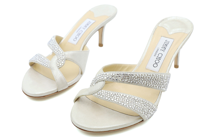 Order (W) 지미 추 테이션 미들 힐 샌들 '쉬머 화이트' TATIONCHAMPAGNE