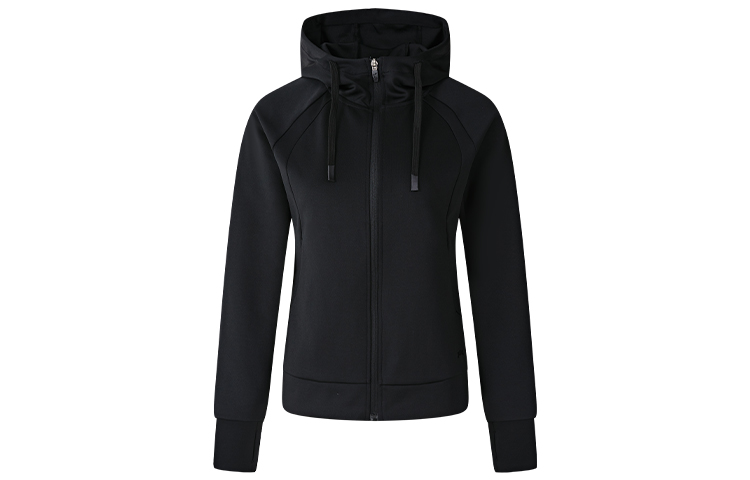 (Women) JOMA Slim Fit Zip-Up Hoodie Jacket Black Minimalist Style 5245FL2081