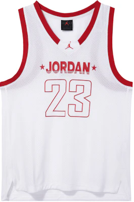 (Women) Jordan 23 Jersey White Breathable Mesh Loose Fit Casual Tank Top. FN6688-100 Buy (Women) Jordan 23 Jersey White Breathable Mesh Loose Fit Casual Tank Top. FN6688-100
