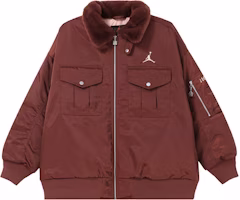 (Women) Jordan Burgundy Outdoor Multi-Pocket Flight Jacket with Back Graphic Design. FZ6449-619 (Women) Jordan Burgundy Outdoor Multi-Pocket Flight Jacket with Back Graphic Design. FZ6449-619
