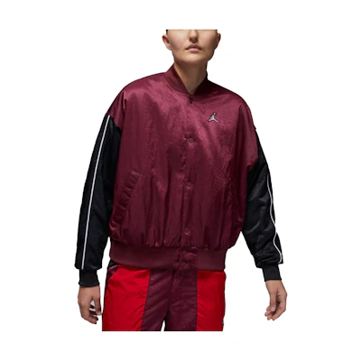 (Women) Jordan Red Varsity Jacket with Colorblock Logo Embroidery. DV1414-645