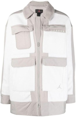 (Women) Jordan Two-Tone Logo Utility Jacket with Zipper, Pockets, White DJ2722-121 Buy (Women) Jordan Two-Tone Logo Utility Jacket with Zipper, Pockets, White DJ2722-121