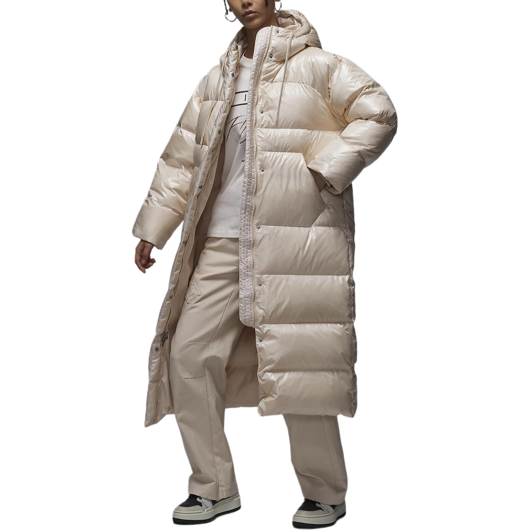 Shop (Women) Jordan  Windproof Waterproof Hooded Down Jacket Light Brown Colorway FV7144-203