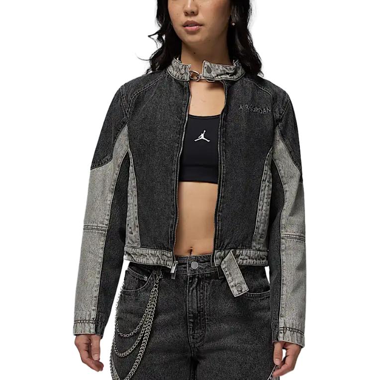 (Women) Jordan Air Soft Stylish Jacket Black/Teal Grey/Iron Grey HF9426-010 圖 2