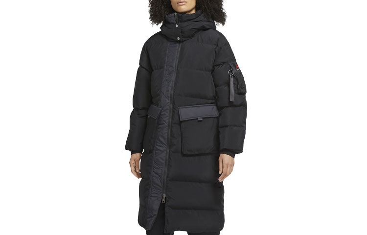 (Women) Jordan Black Down Puffer Hooded Coat Long Winter Jacket CV2484-010