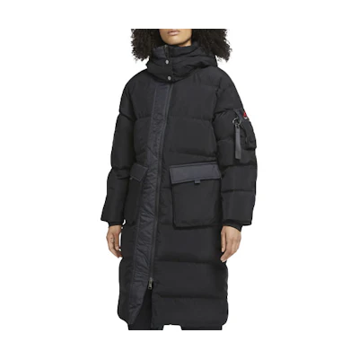 (Women) Jordan Black Down Puffer Hooded Coat Long Winter Jacket CV2484-010
