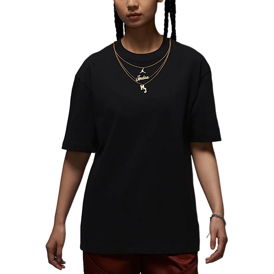 (Women) Jordan Black Logo Crewneck Loose Fit Breathable T-Shirt. IH0834-010