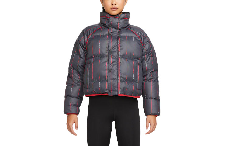 (Women) Jordan Black Striped Letter Print Loose Fit Hooded Jacket DH0786-010