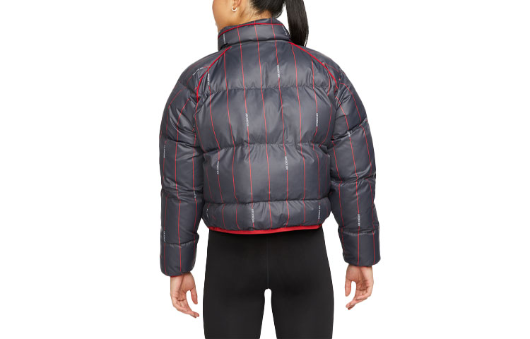 (Women) Jordan Black Striped Letter Print Loose Fit Hooded Jacket DH0786-010 圖 3