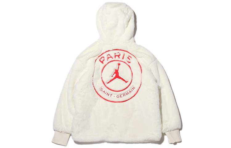 Order (W) Jordan Brand PSG Jaket Musim Sejuk Berbulu Putih CQ7154-133