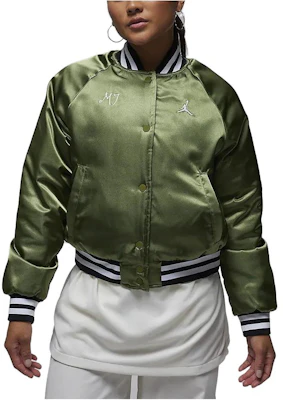 (W) Jaket Baseball Jordan Colorblock Logo Bordir Olive Kuning Terang FB5154-340 Order (W) Jaket Baseball Jordan Colorblock Logo Bordir Olive Kuning Terang FB5154-340