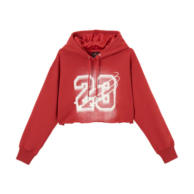 (Women) Jordan Cropped Hoodie College Style Long Sleeve University Red HJ0146-636