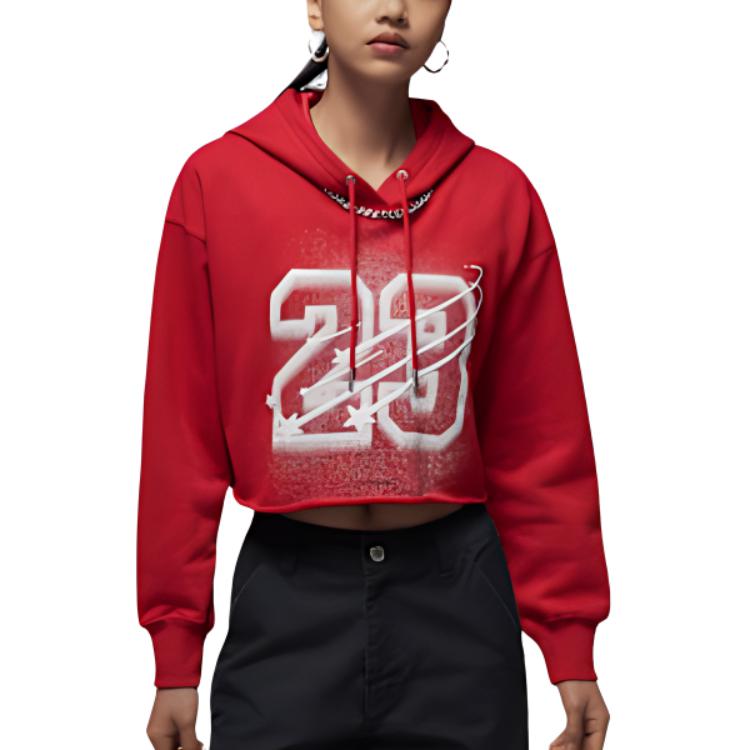 (Women) Jordan Cropped Hoodie College Style Long Sleeve University Red HJ0146-636 圖 2
