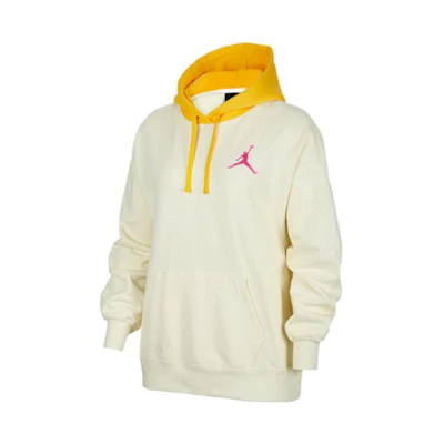 (Women) Jordan Flight Contrast Hoodie Pullover Fleece Sweatshirt Cream White FB7657-113