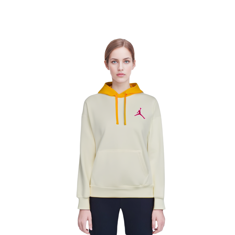 (Women) Jordan Flight Contrast Hoodie Pullover Fleece Sweatshirt Cream White FB7657-113 圖 5