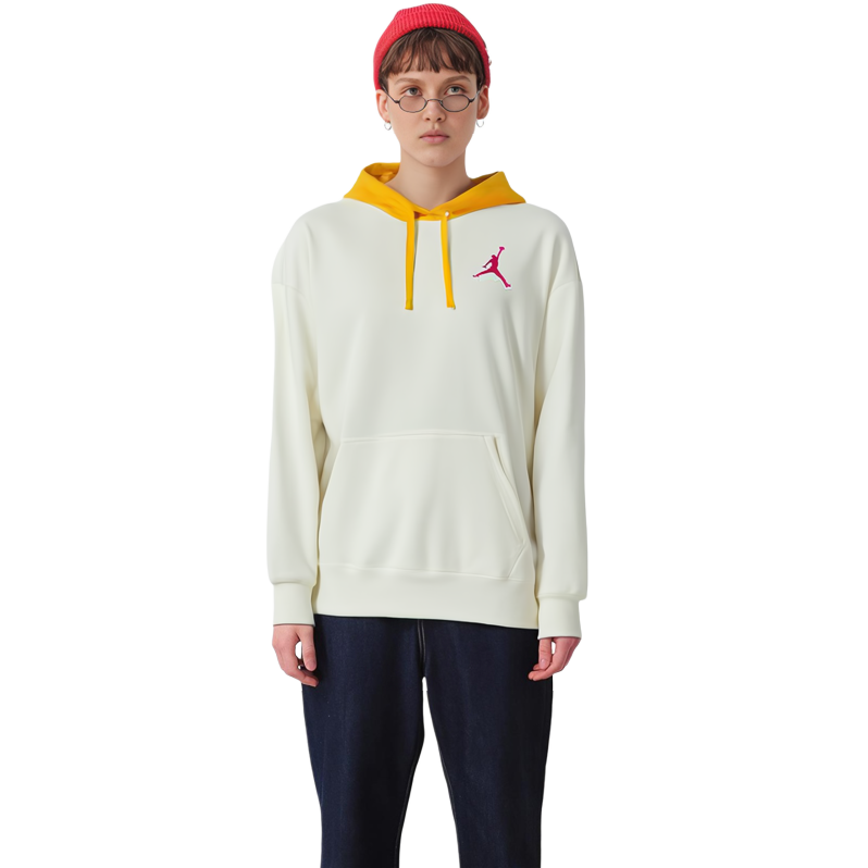 (Women) Jordan Flight Contrast Hoodie Pullover Fleece Sweatshirt Cream White FB7657-113 圖 6
