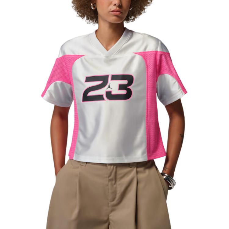 (Women) Jordan Flight Loose Crop Pullover Logo Football Jersey T-Shirt. IF1157-100