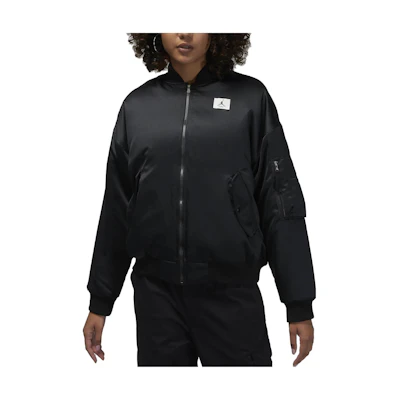 (Women) Jordan Flight Renegade Logo Print Zip-Up Bomber Jacket Black DQ9802-010