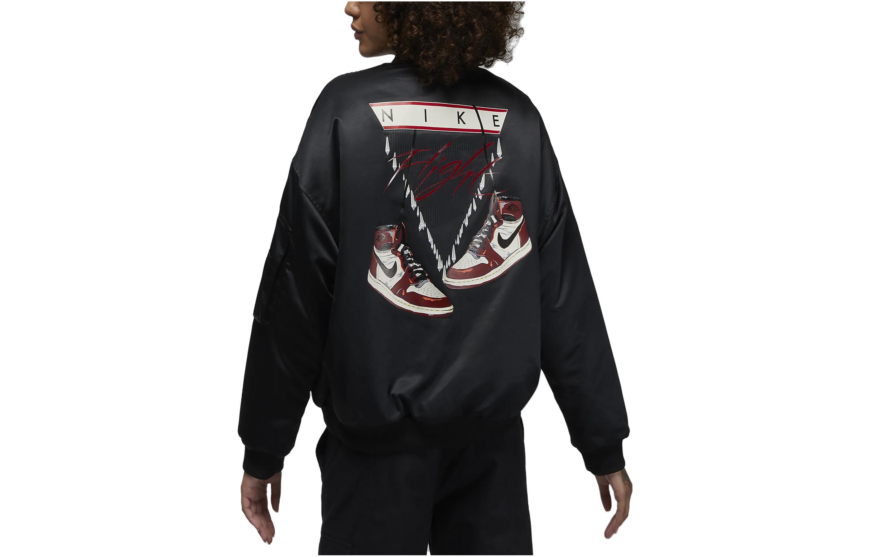 (Women) Jordan Flight Renegade Logo Print Zip-Up Bomber Jacket  Black DQ9802-010 圖 3