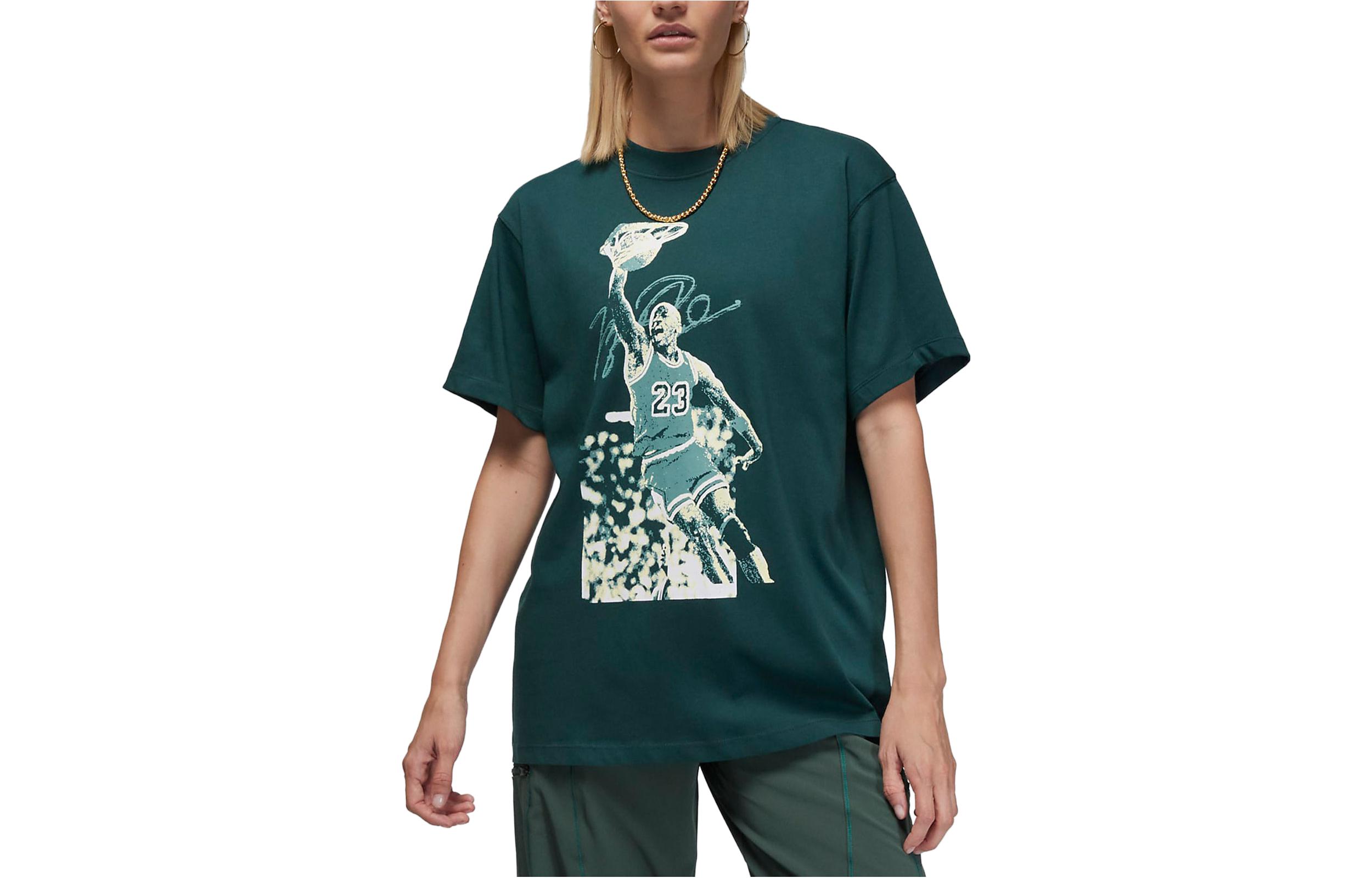 (Women) Jordan Graphic Print Dri-FIT Oversized Tee Deep Spruce Green FB4613-336