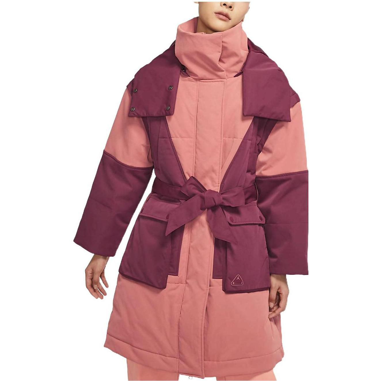 (Women) Jordan Long Pink Parka Coat with Detachable Sleeves & Waist Tie - DQ9805-689