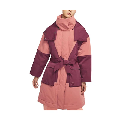 (Women) Jordan Long Pink Parka Coat with Detachable Sleeves & Waist Tie - DQ9805-689