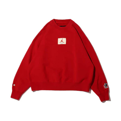 (Women) Jordan Red Crewneck Sweatshirt with Back Logo Print DV6966-687