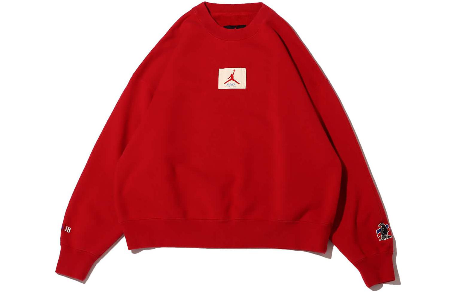 Order (W) Sweatshirt Leher Bulat Jordan Merah dengan Cetakan Logo di Belakang DV6966-687