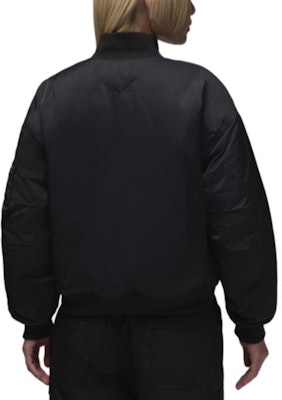 (Women) Jordan Renegade Black Logo Bomber Jacket Fashion Long Sleeve FV7108-010 Details for (Women) Jordan Renegade Black Logo Bomber Jacket Fashion Long Sleeve FV7108-010