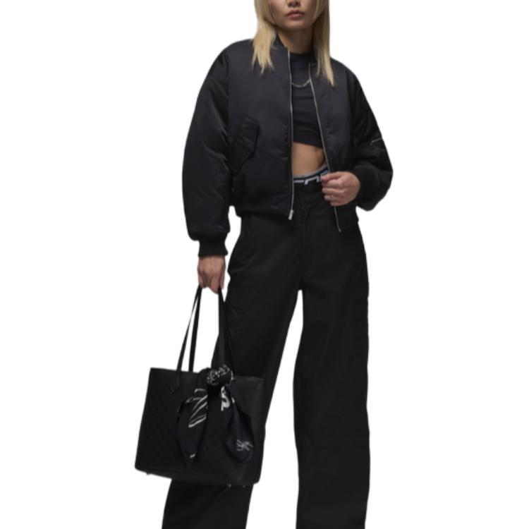 Sizing (Women) Jordan Renegade  Black Logo Bomber Jacket Fashion Long Sleeve FV7108-010