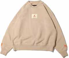 (Women) Jordan Retro Logo Patch Long-Sleeve Sweatshirt Khaki Crewneck. DV7014-206 (Women) Jordan Retro Logo Patch Long-Sleeve Sweatshirt Khaki Crewneck. DV7014-206