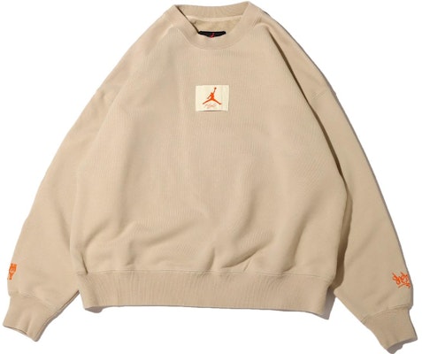 (W) Jordan Retro Logo Patch Baju Lengan Panjang Khaki Crewneck. DV7014-206 Order (W) Jordan Retro Logo Patch Baju Lengan Panjang Khaki Crewneck. DV7014-206