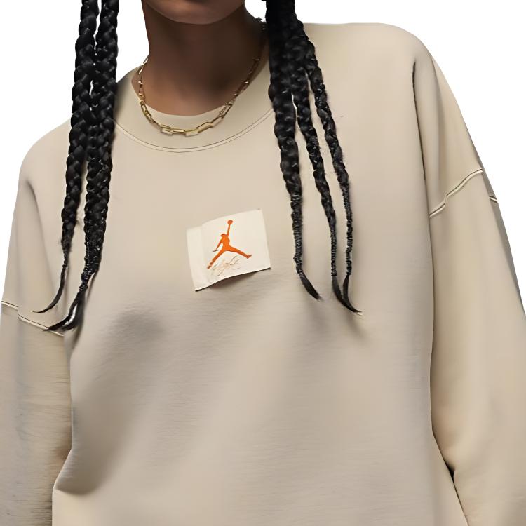 Purchase (W) Jordan Retro Logo Patch Baju Lengan Panjang Khaki Crewneck. DV7014-206